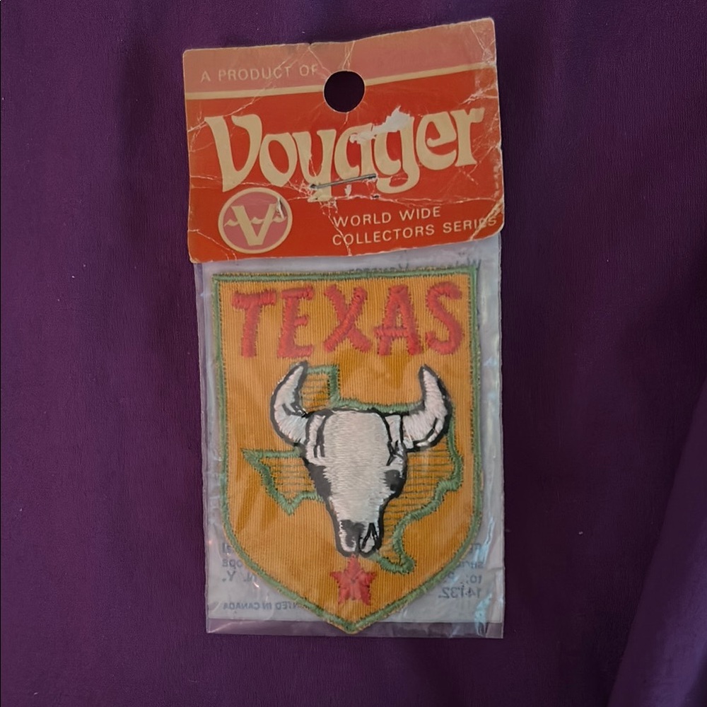 Voyager Emblem TEXAS STAR BULL Embroidered STATE Souvenir Patch MCM 4” x 2.5”